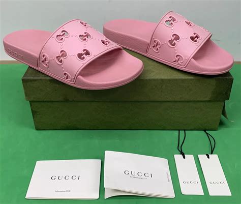 pursuit gucci logo rubber slide sandal|Gucci gg slide sandals.